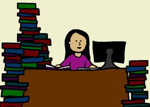 woman behind computer