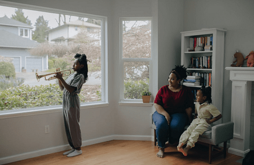 family having fun at home